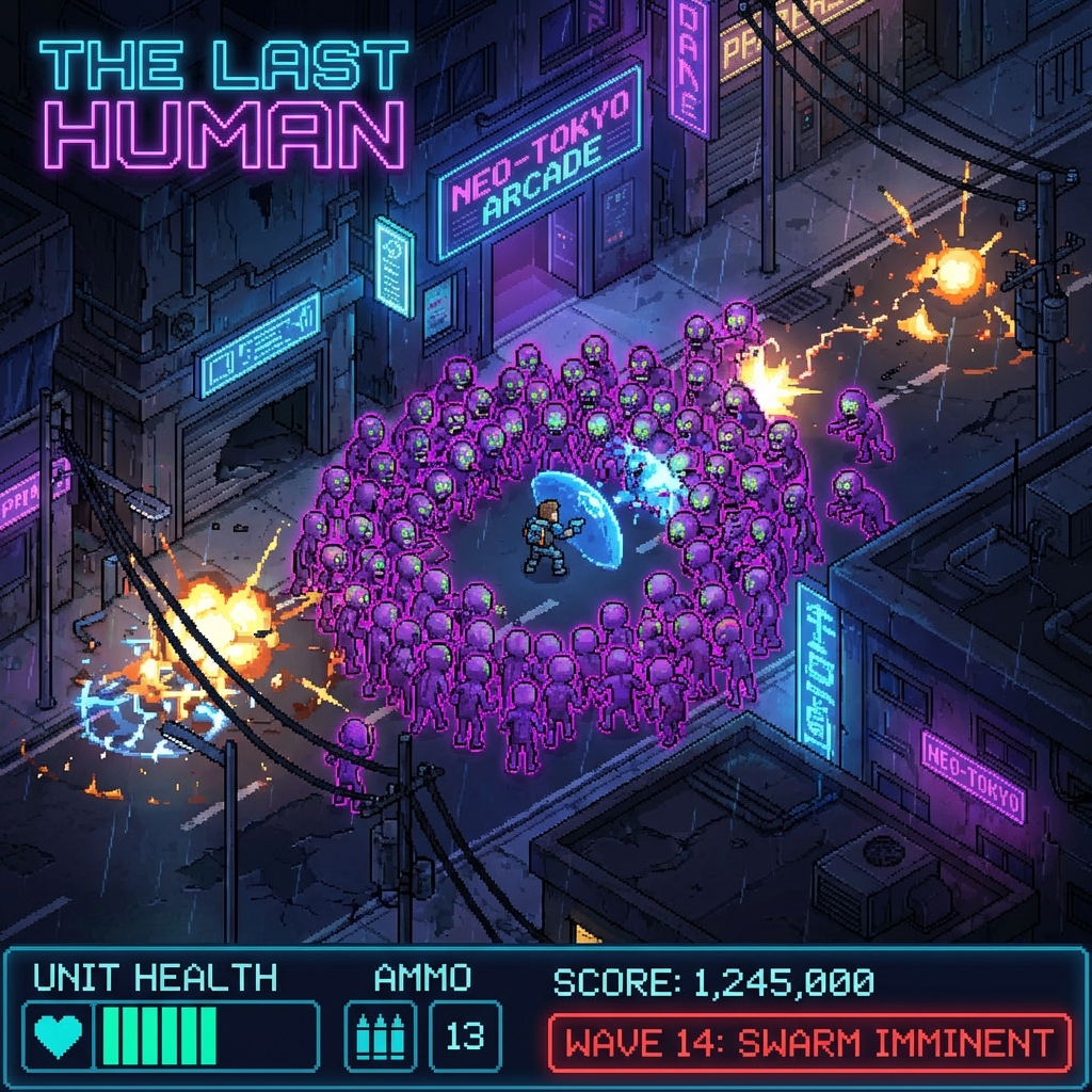 The Last Human — Neon-soaked zombie survival arcade game